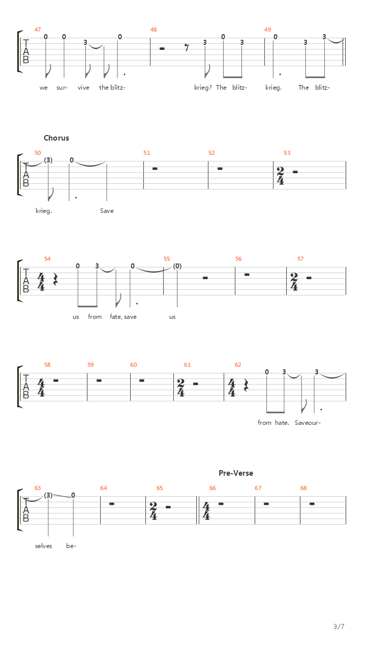 Blitzkrieg吉他谱