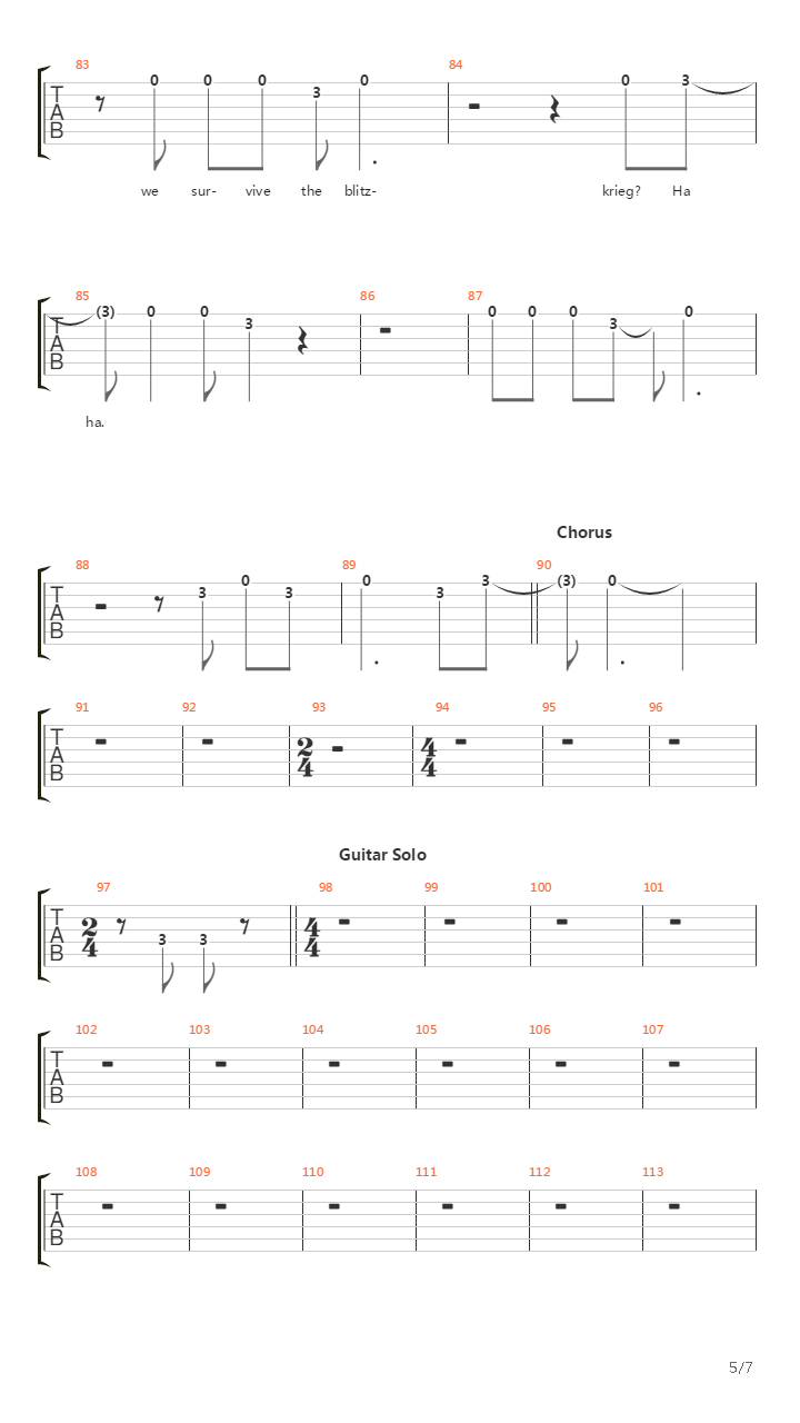 Blitzkrieg吉他谱