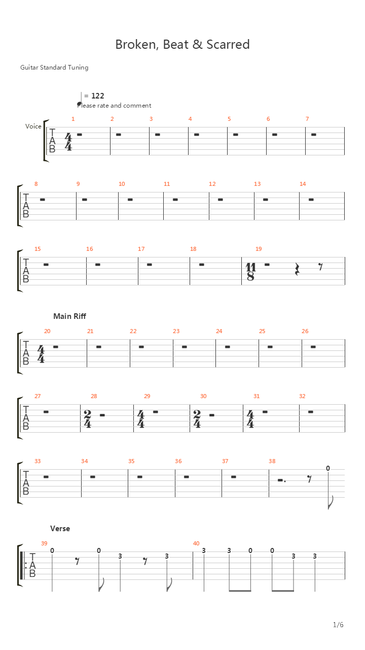Broken Beat And Scarred吉他谱