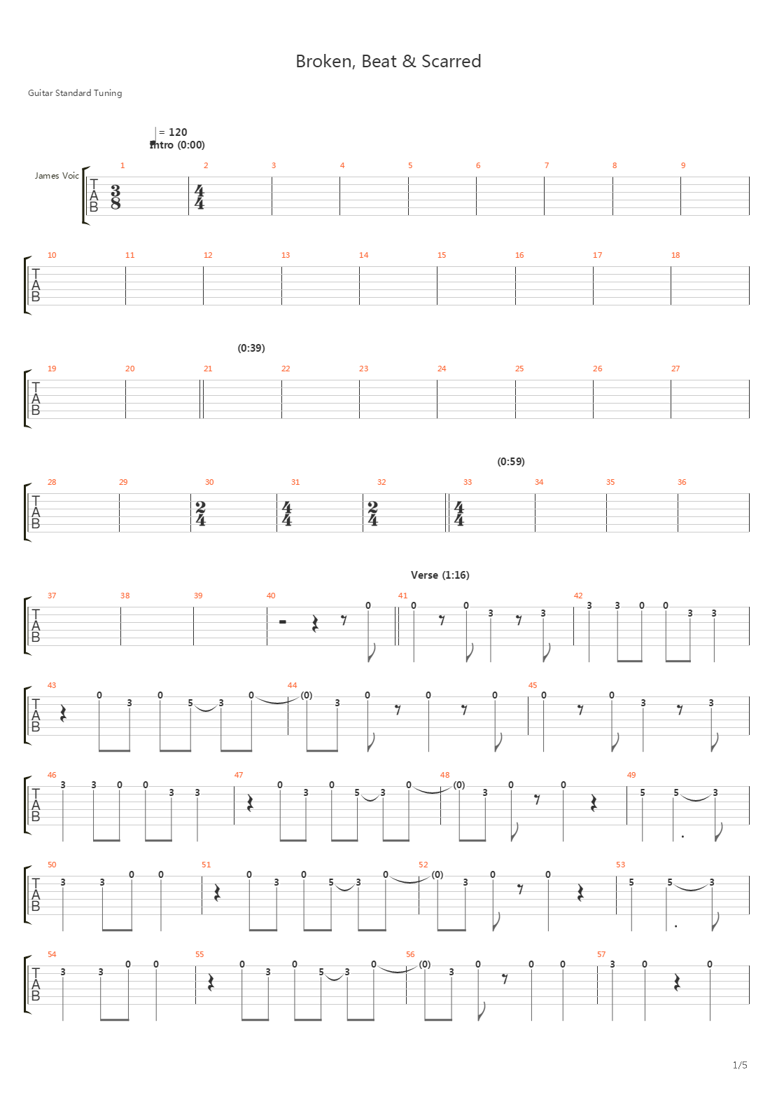 Broken Beat And Scarred吉他谱
