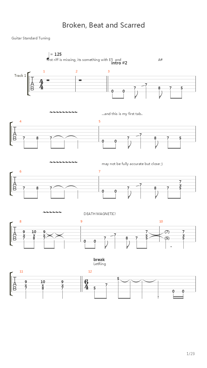 Broken Beat And Scarred吉他谱