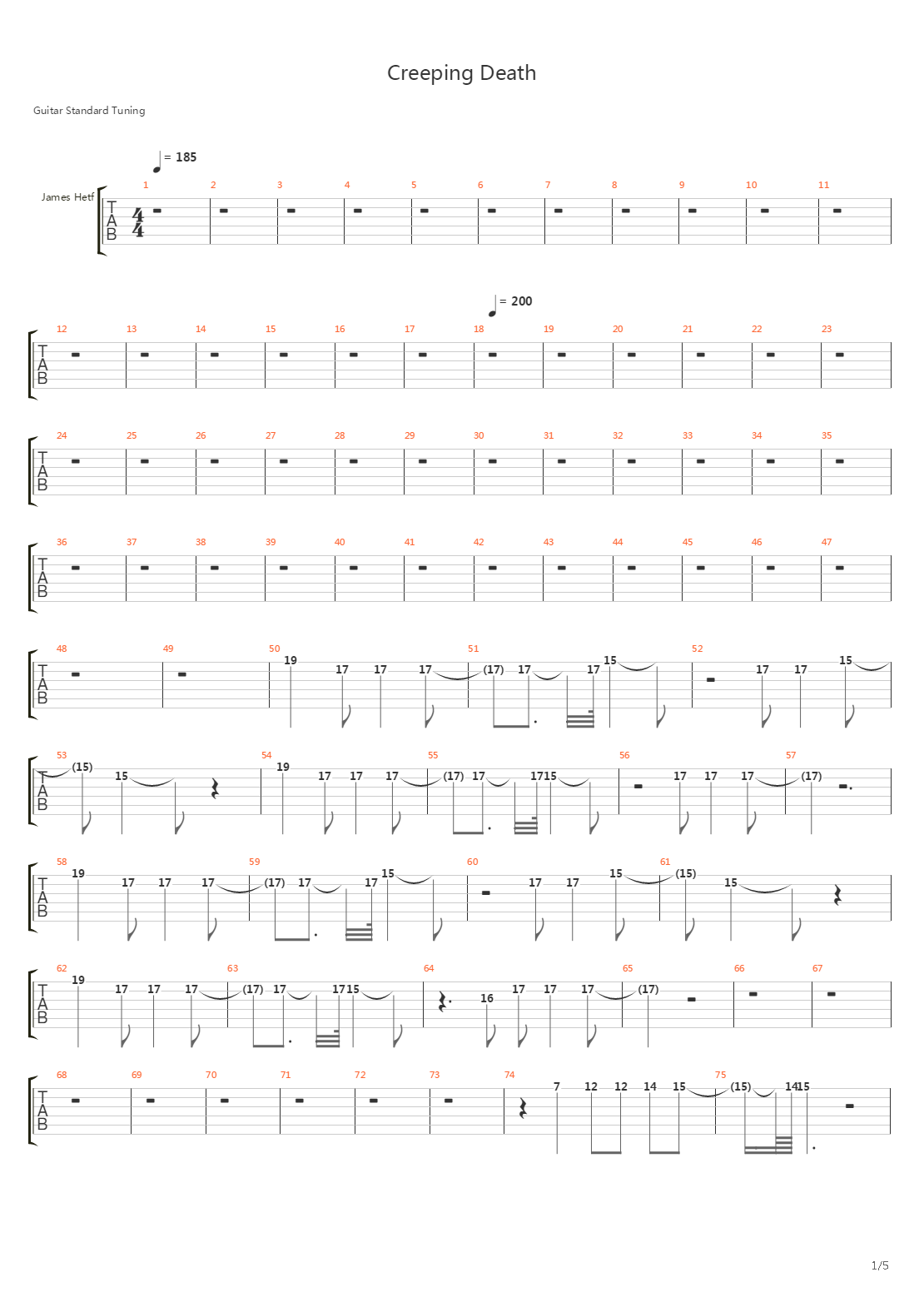 Creeping Death吉他谱