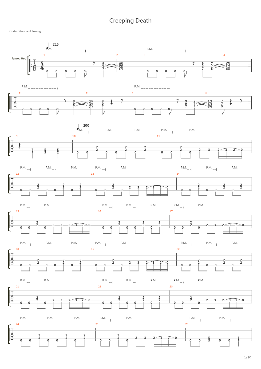 Creeping Death吉他谱