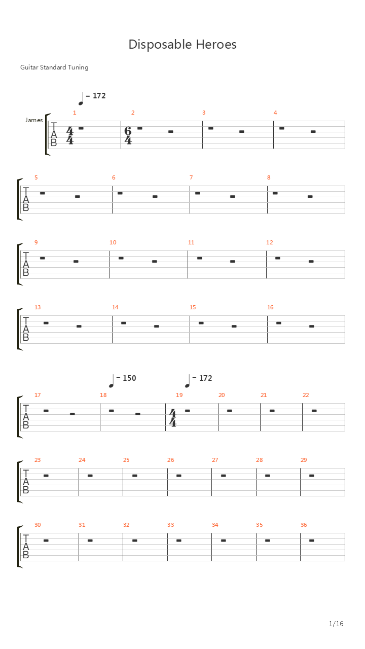 Disposable Heroes吉他谱