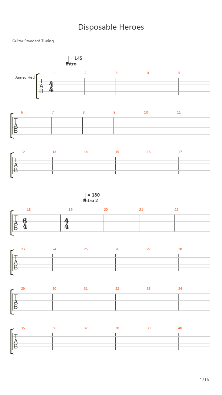 Disposable Heroes吉他谱