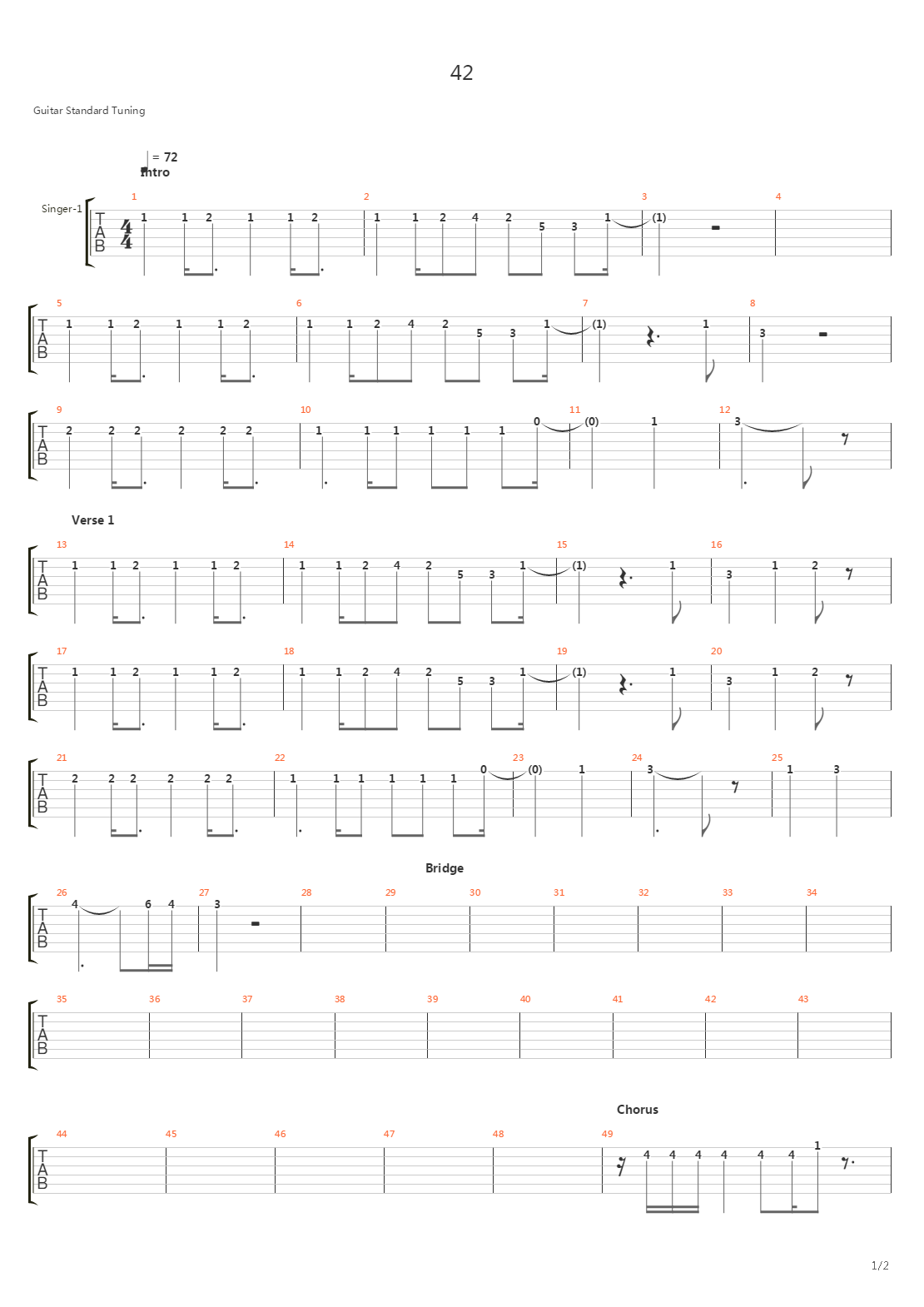 42吉他谱