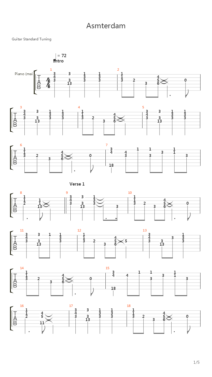 Amsterdam吉他谱