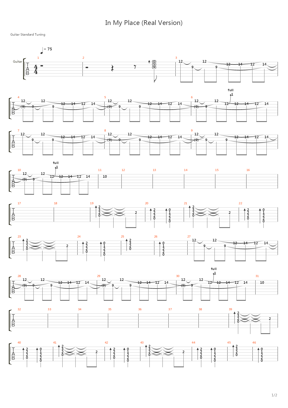 In My Place吉他谱