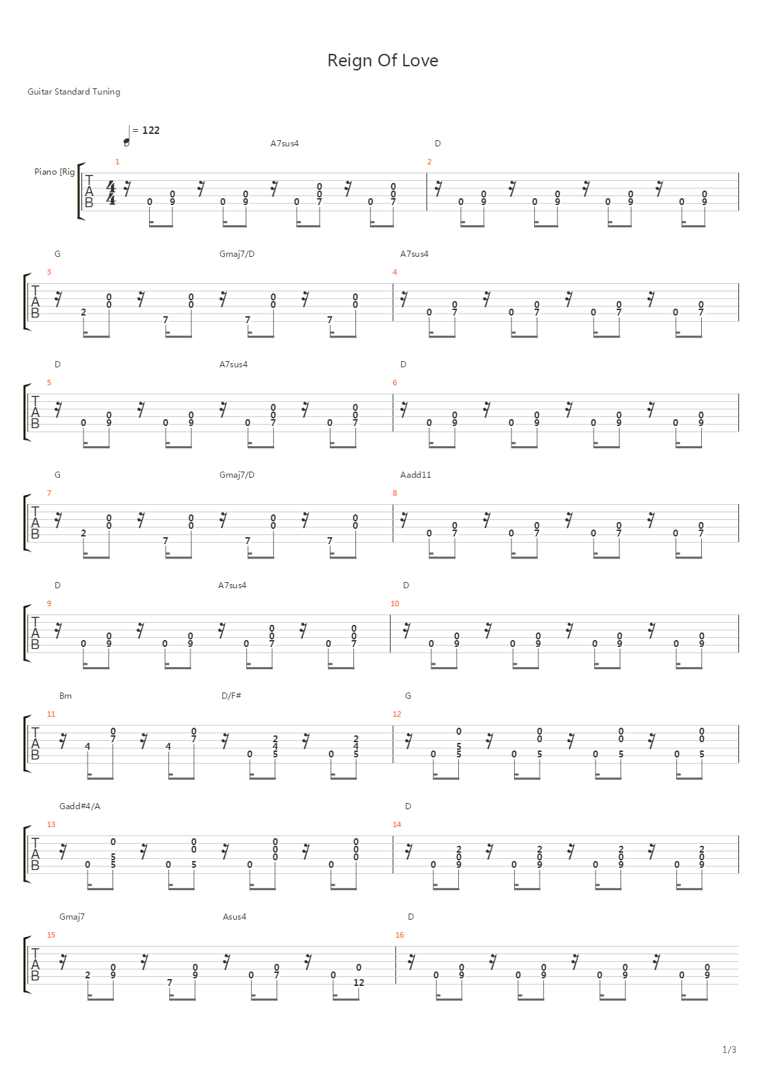 Reign Of Love吉他谱