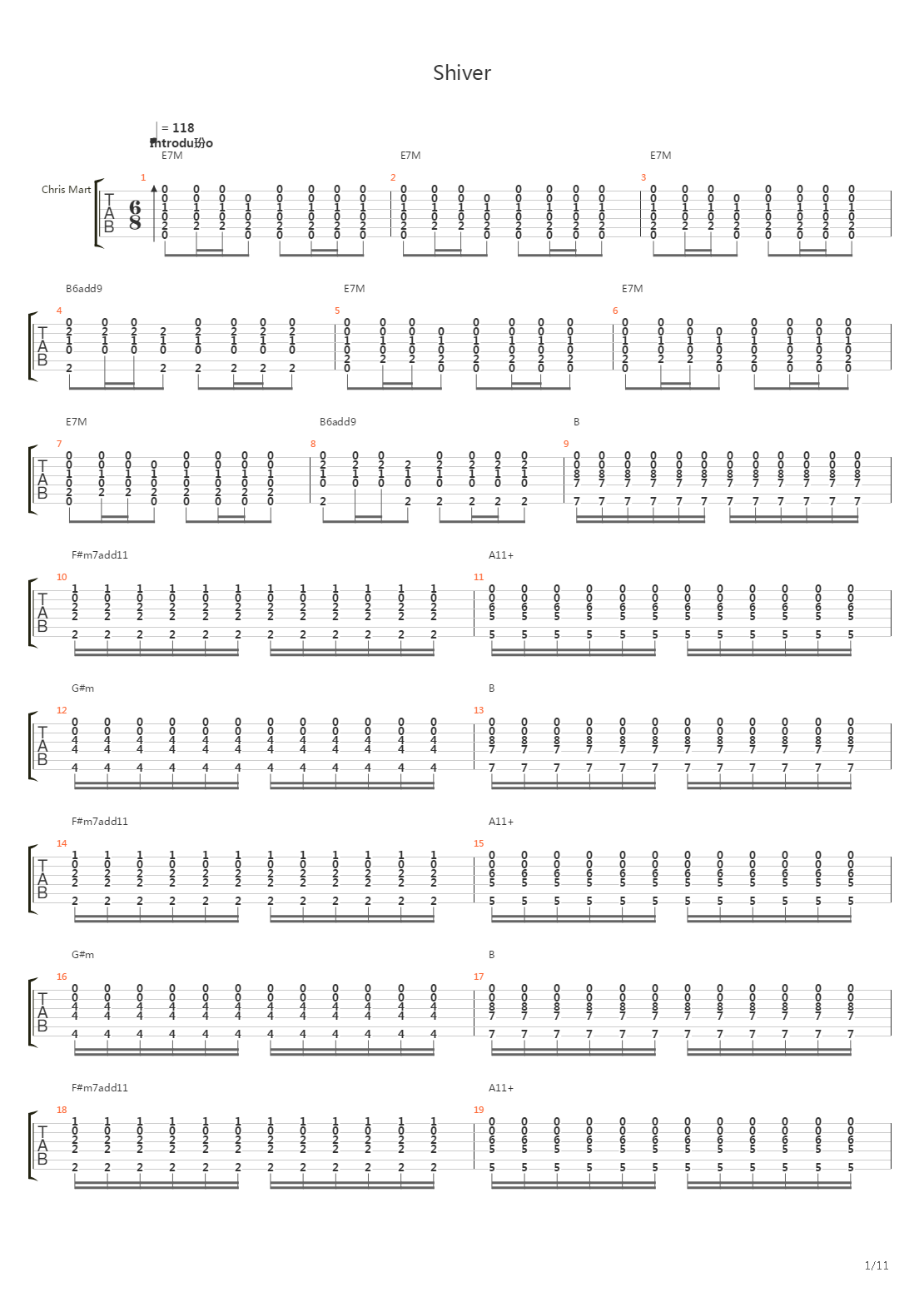 Shiver吉他谱