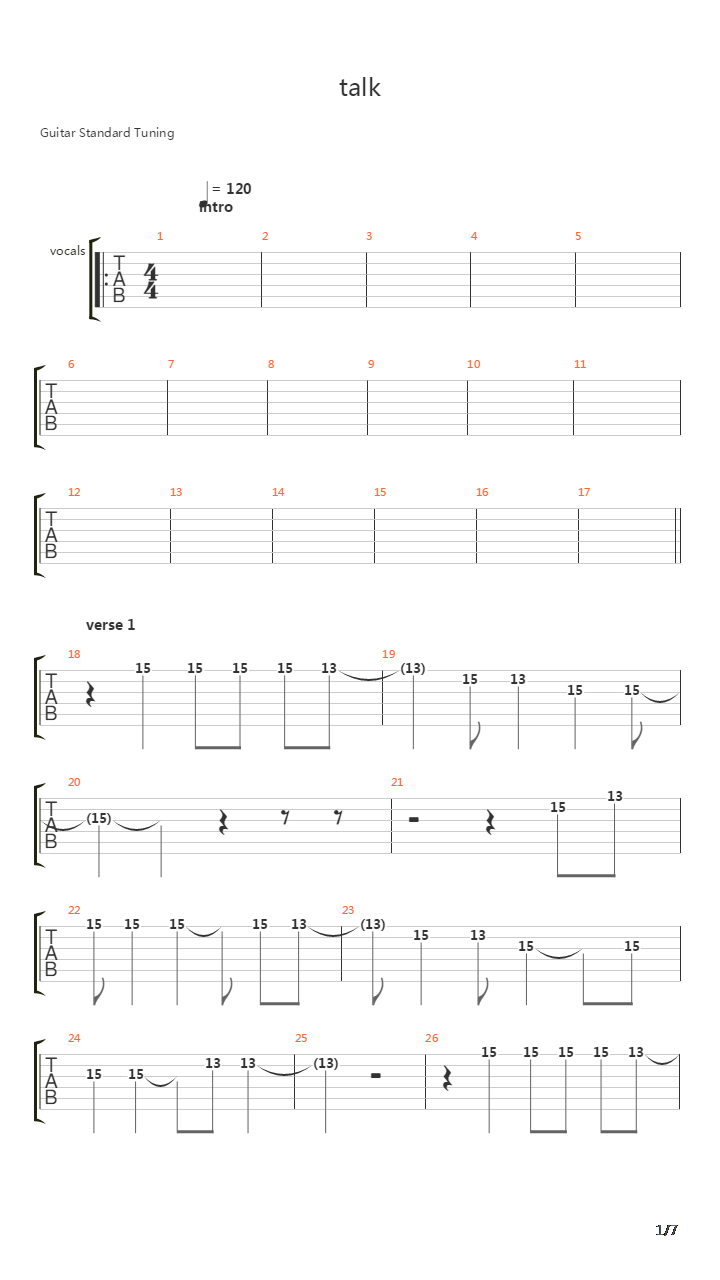 Talk吉他谱