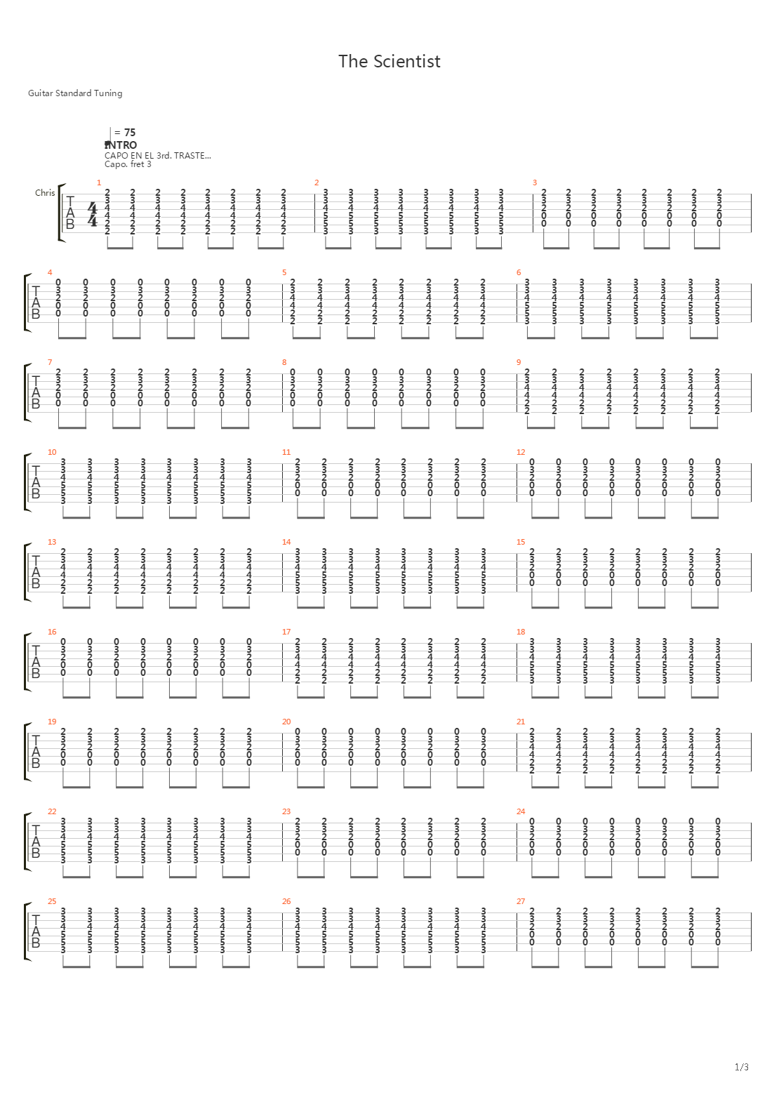 The Scientist吉他谱