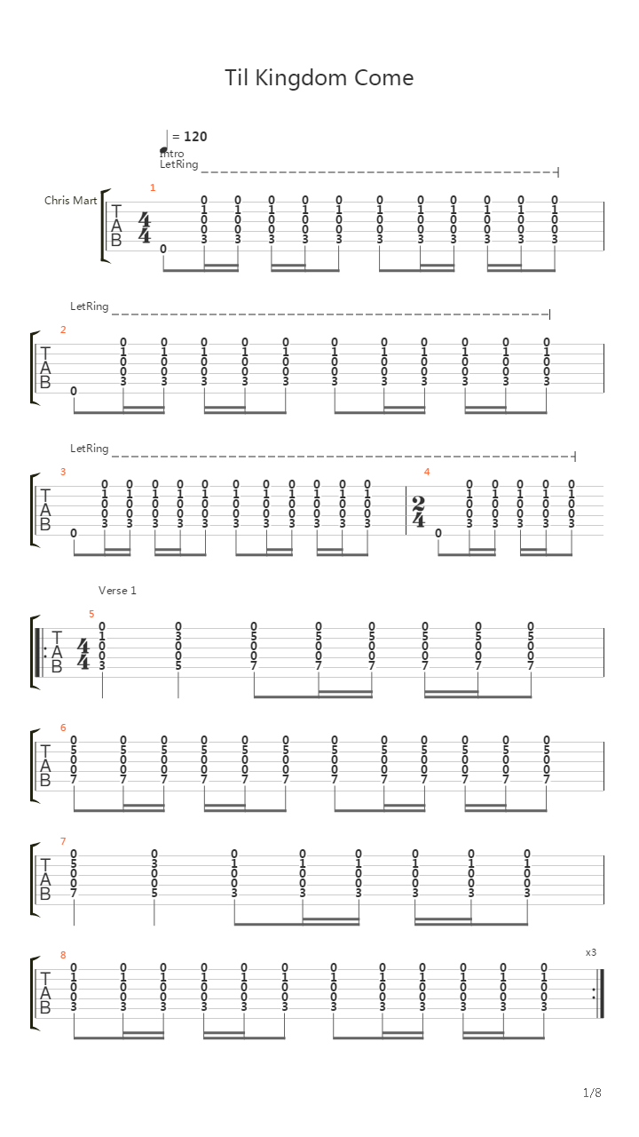 Til Kingdom Come吉他谱