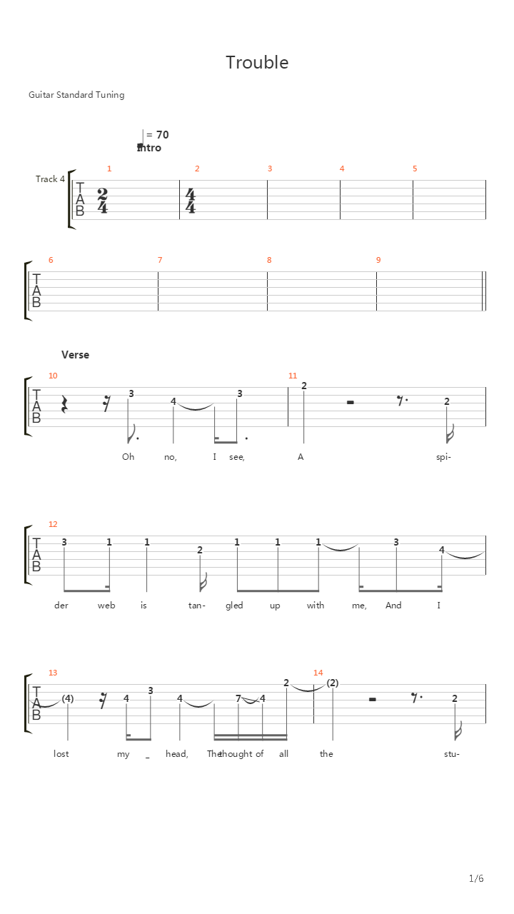 Trouble吉他谱
