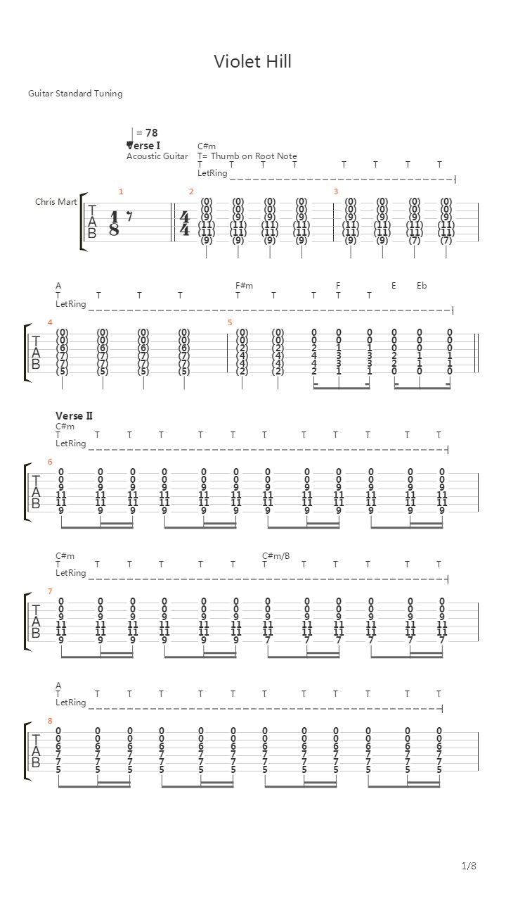 Violet Hill吉他谱