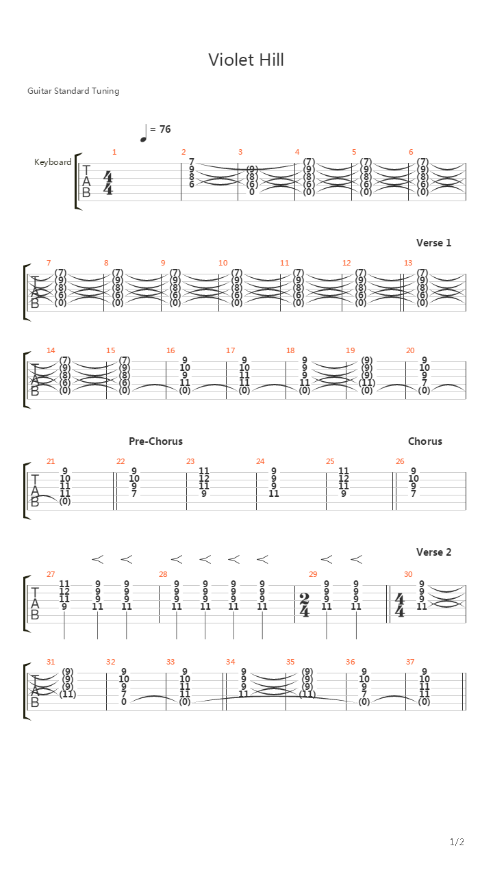 Violet Hill吉他谱