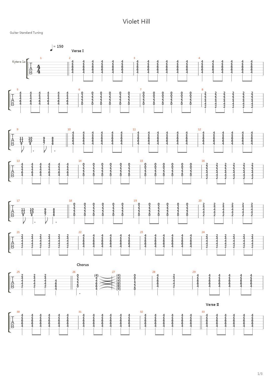 Violet Hill吉他谱