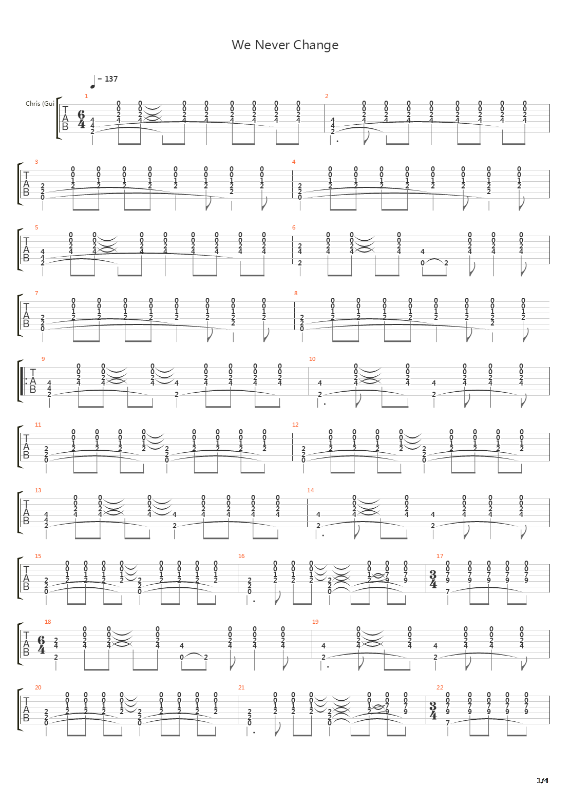 We Never Change吉他谱