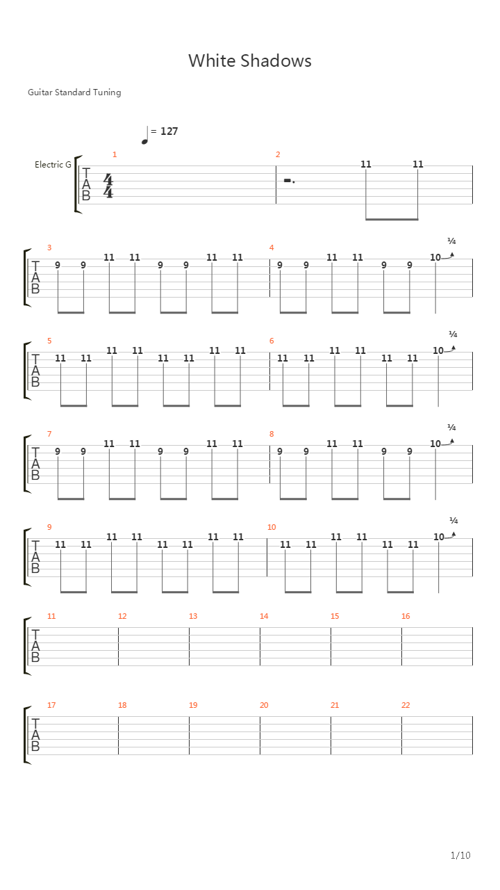 White Shadows吉他谱
