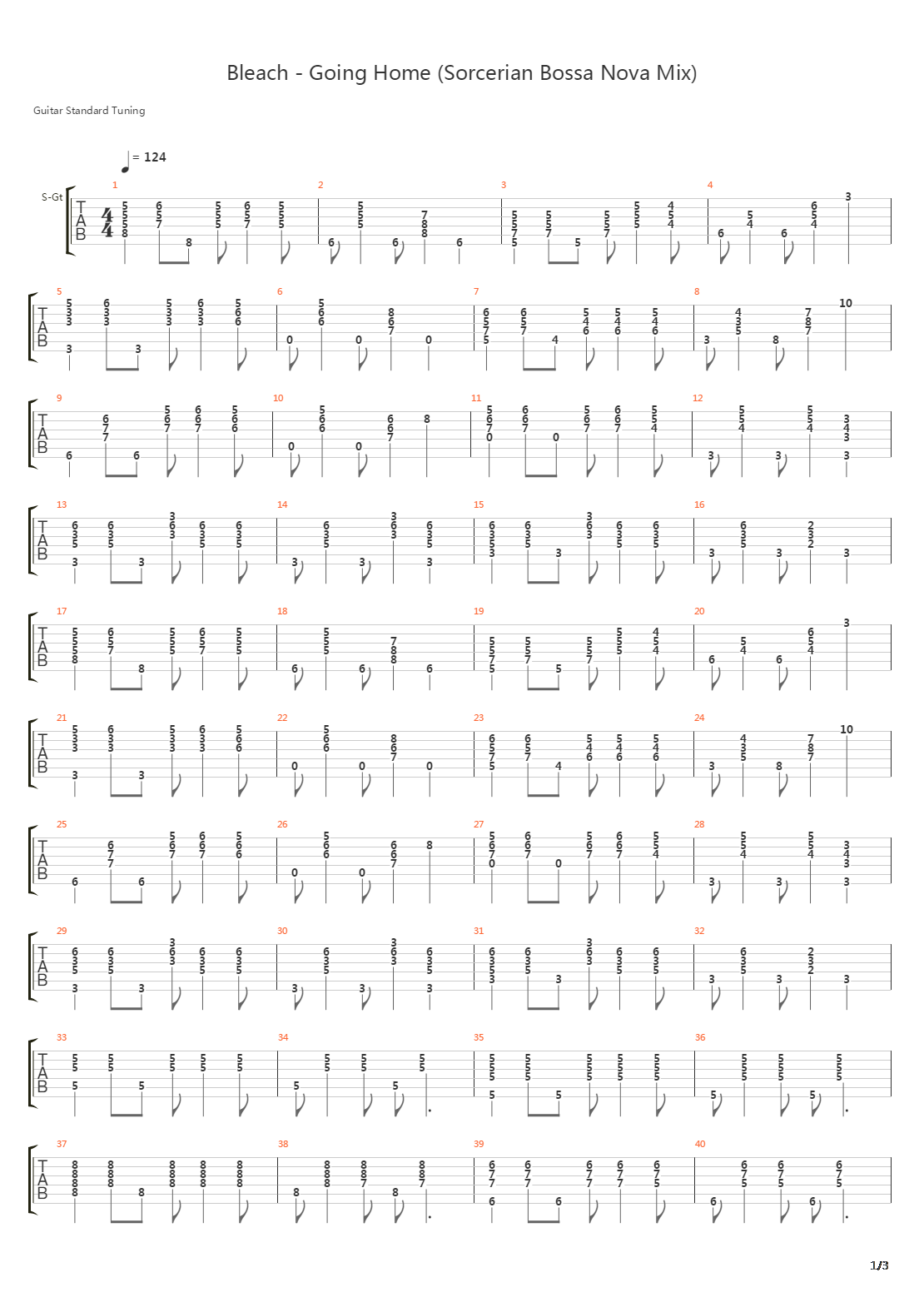 Bleach(死神) - Going Home (Sorcerian Bossa Nova Mix)吉他谱