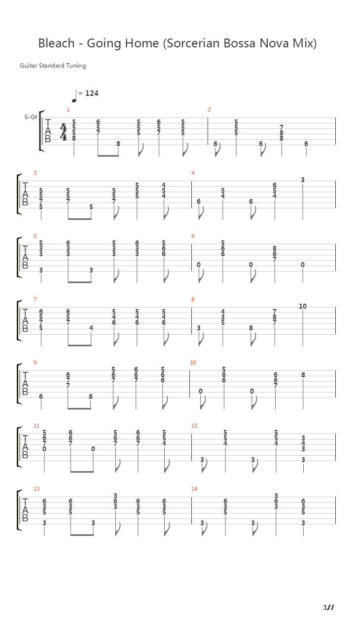 Bleach(死神) - Going Home (Sorcerian Bossa Nova Mix)吉他谱