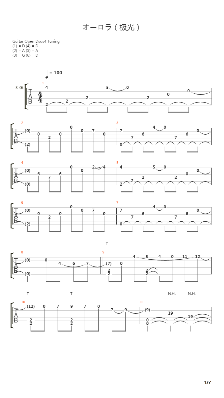 オーロラ(极光)吉他谱