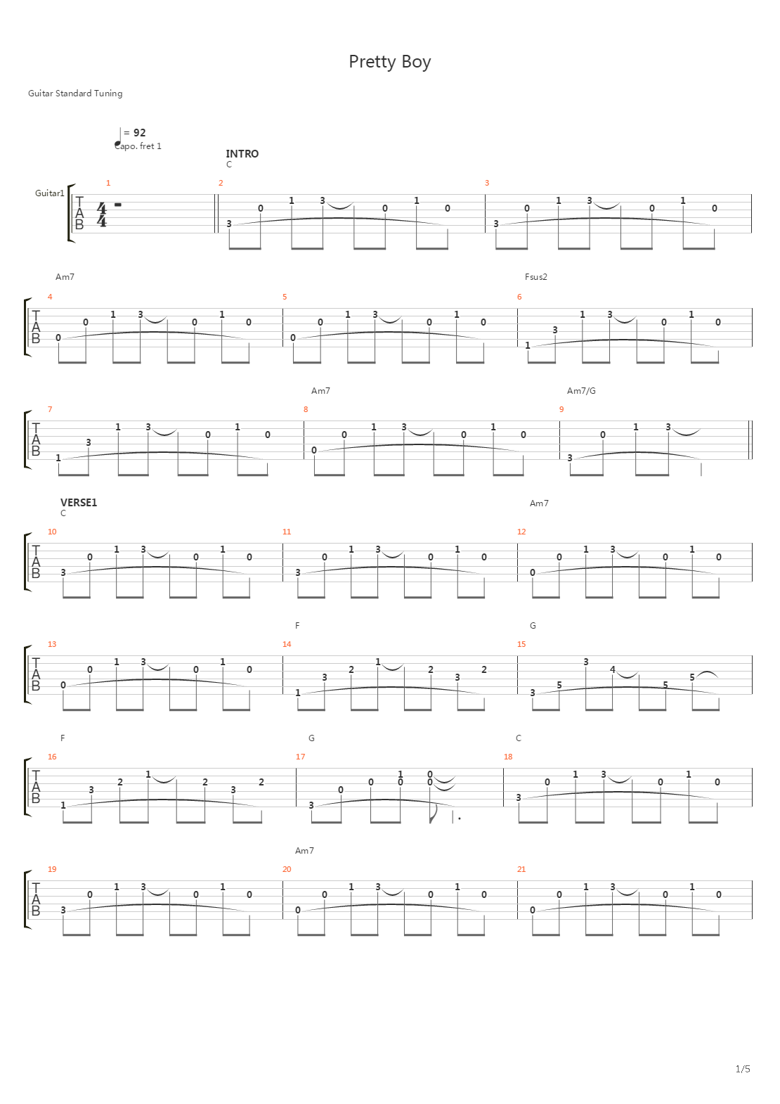 Pretty Boy吉他谱