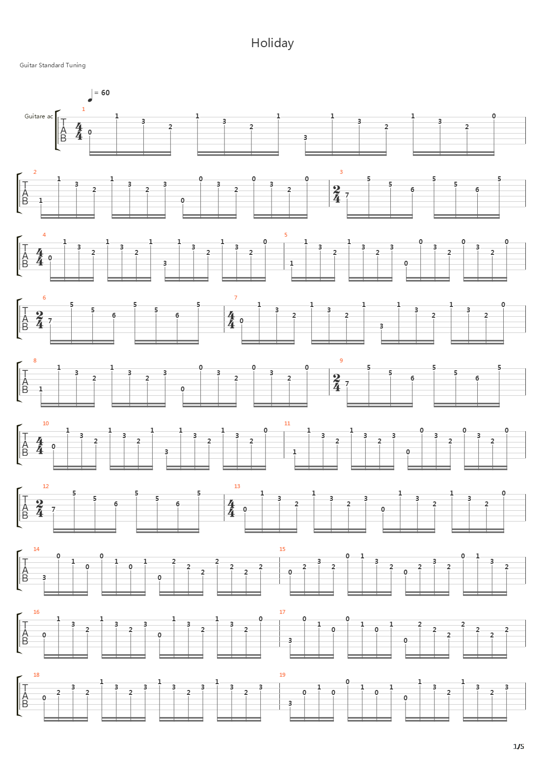 holiday吉他谱