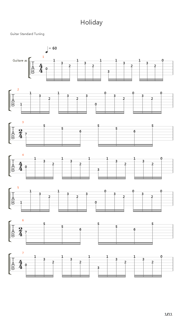 holiday吉他谱
