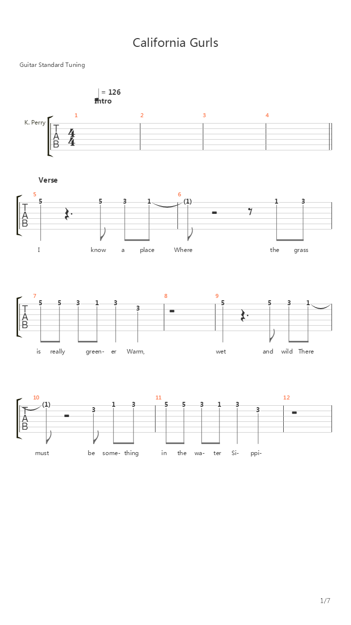 California Gurls吉他谱