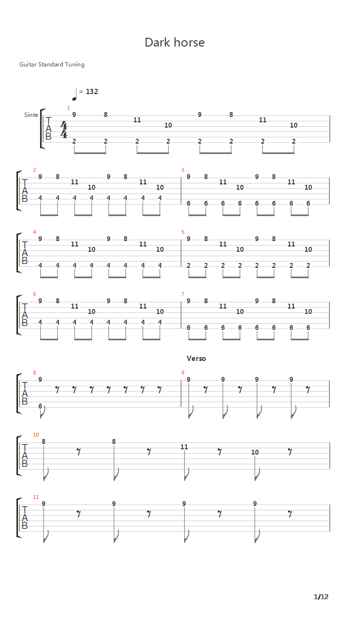 Dark Horse吉他谱