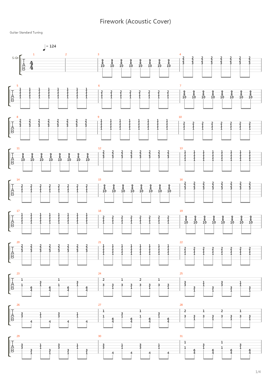 Firework吉他谱