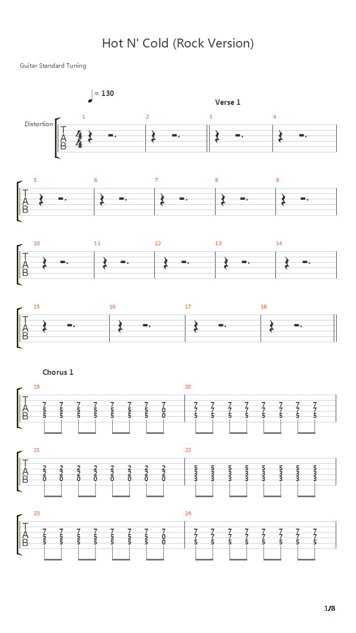 Hot N Cold吉他谱