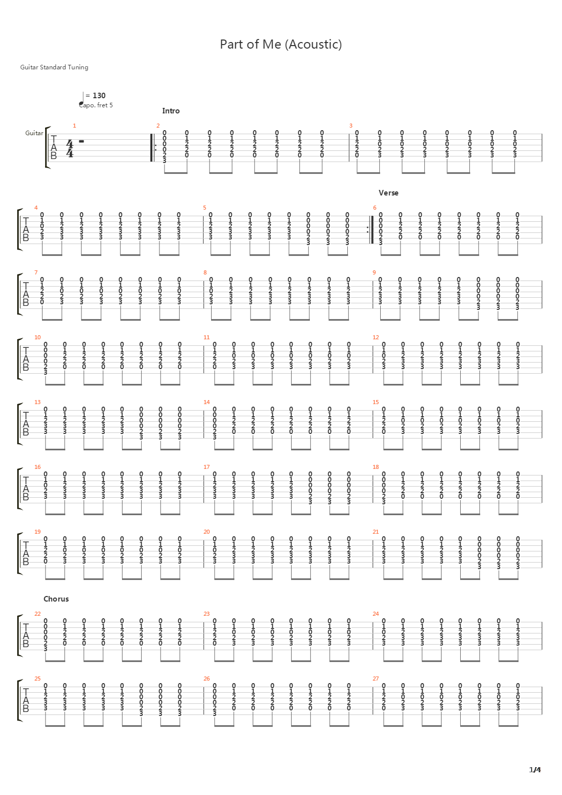Part Of Me吉他谱