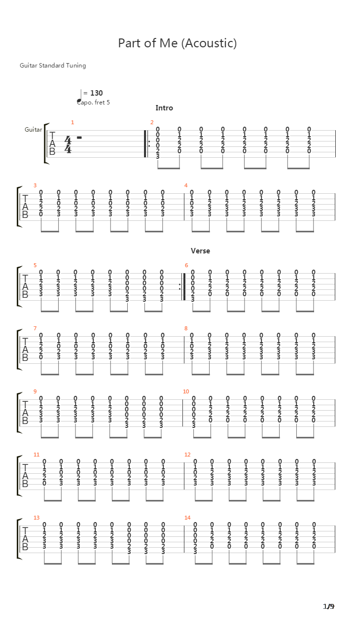 Part Of Me吉他谱