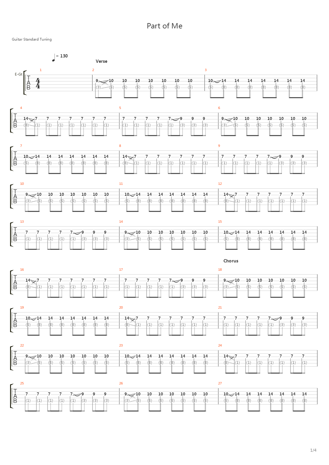 Part Of Me吉他谱