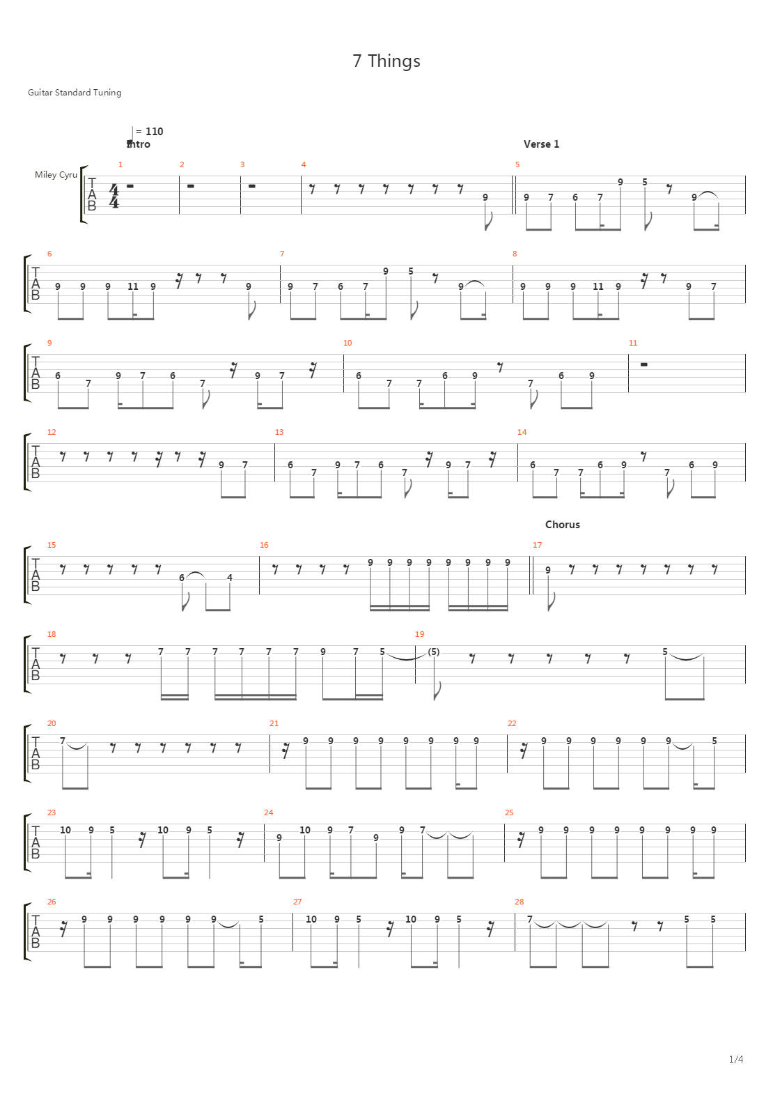 7 Things吉他谱