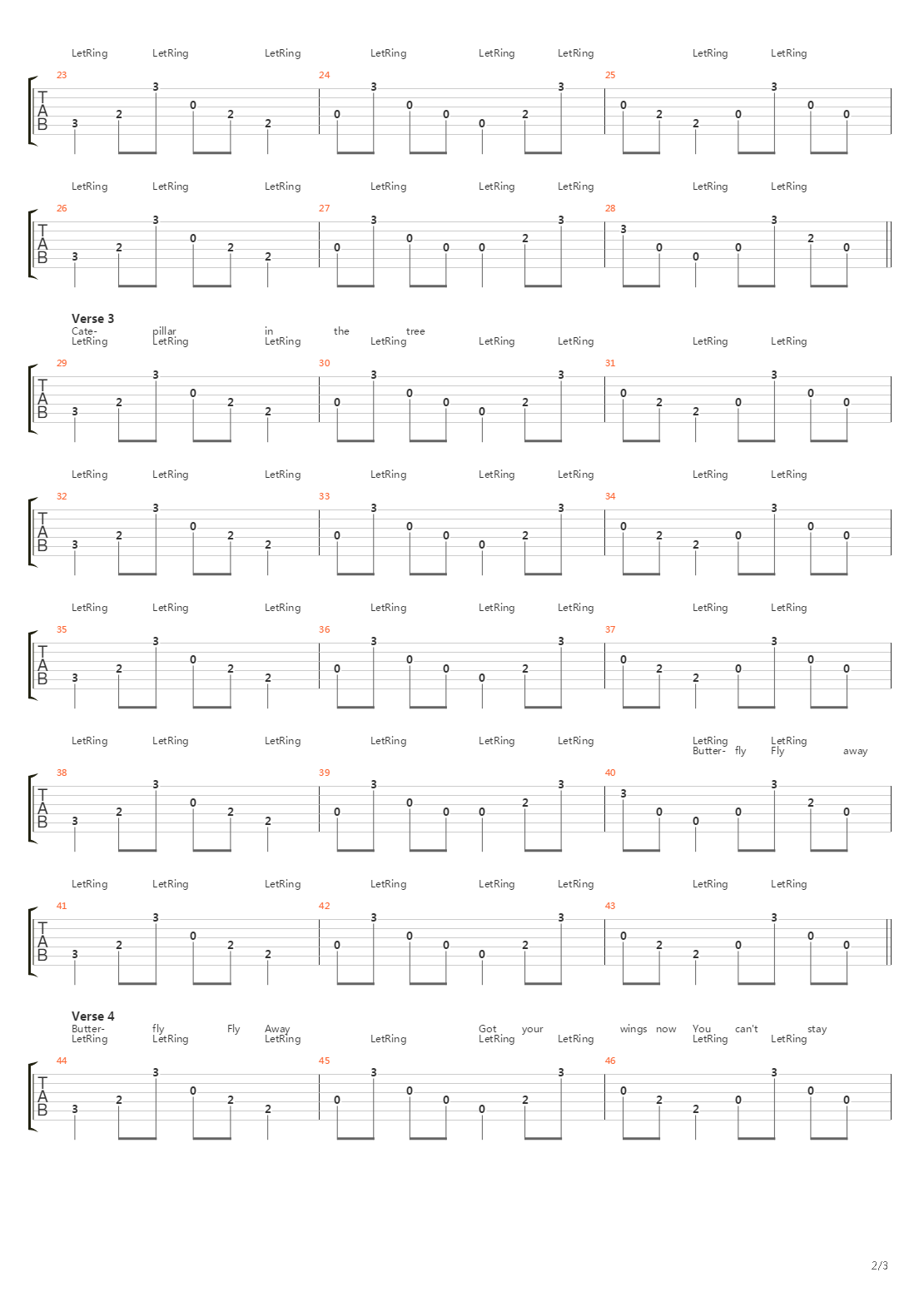 Butterfly Fly Away吉他谱