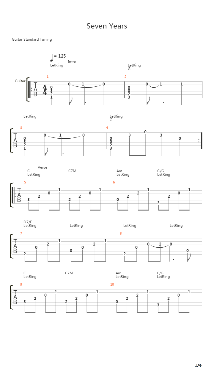 Seven Years吉他谱