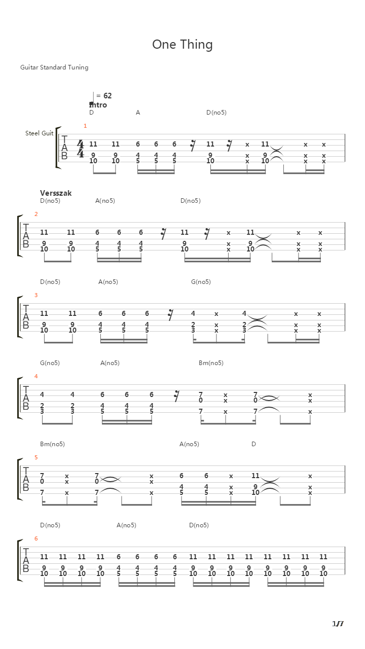 One Thing吉他谱