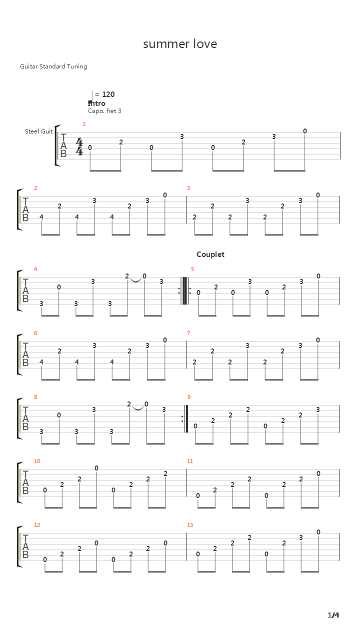 Summer Love吉他谱