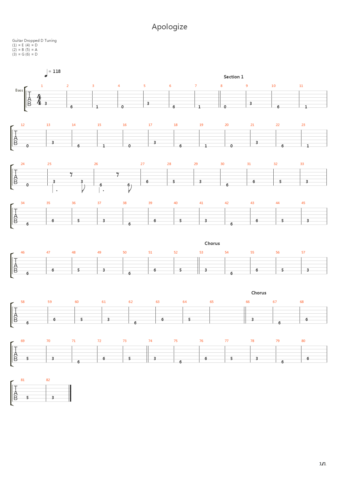 Apologize吉他谱