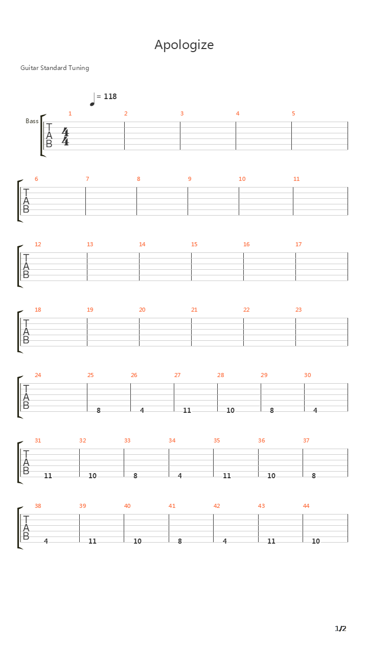 Apologize吉他谱