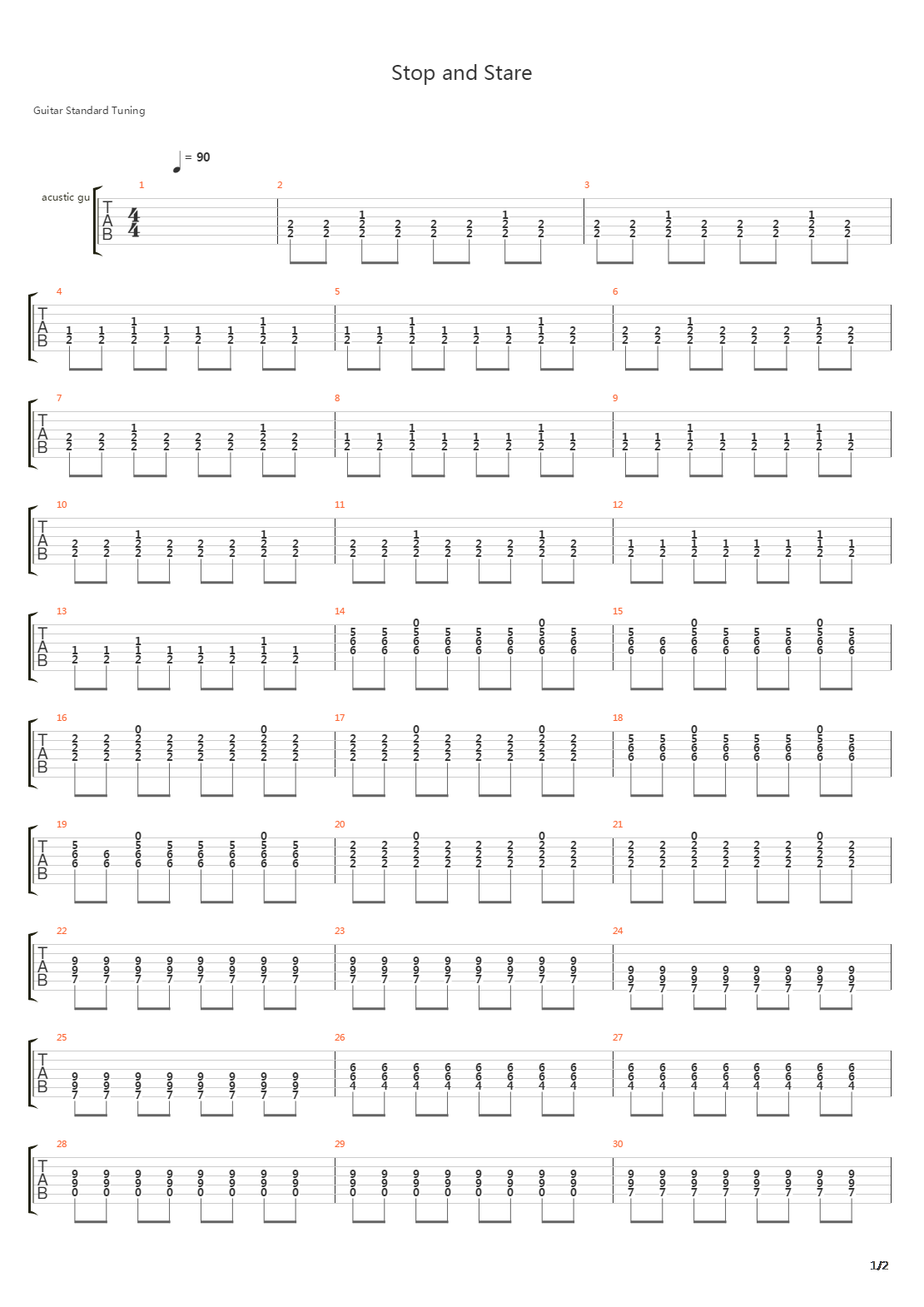 Stop And Stare吉他谱