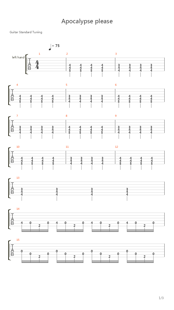 Apocalypse Please吉他谱