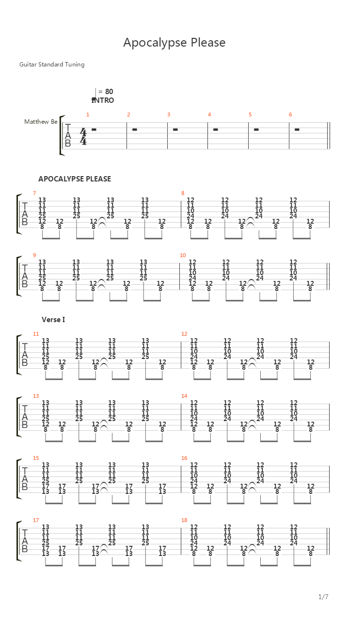 Apocalypse Please吉他谱
