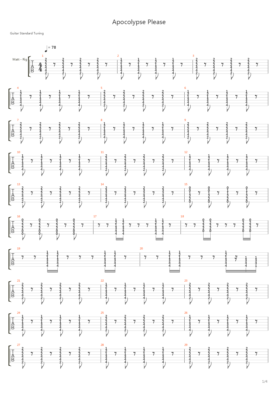 Apocalypse Please吉他谱