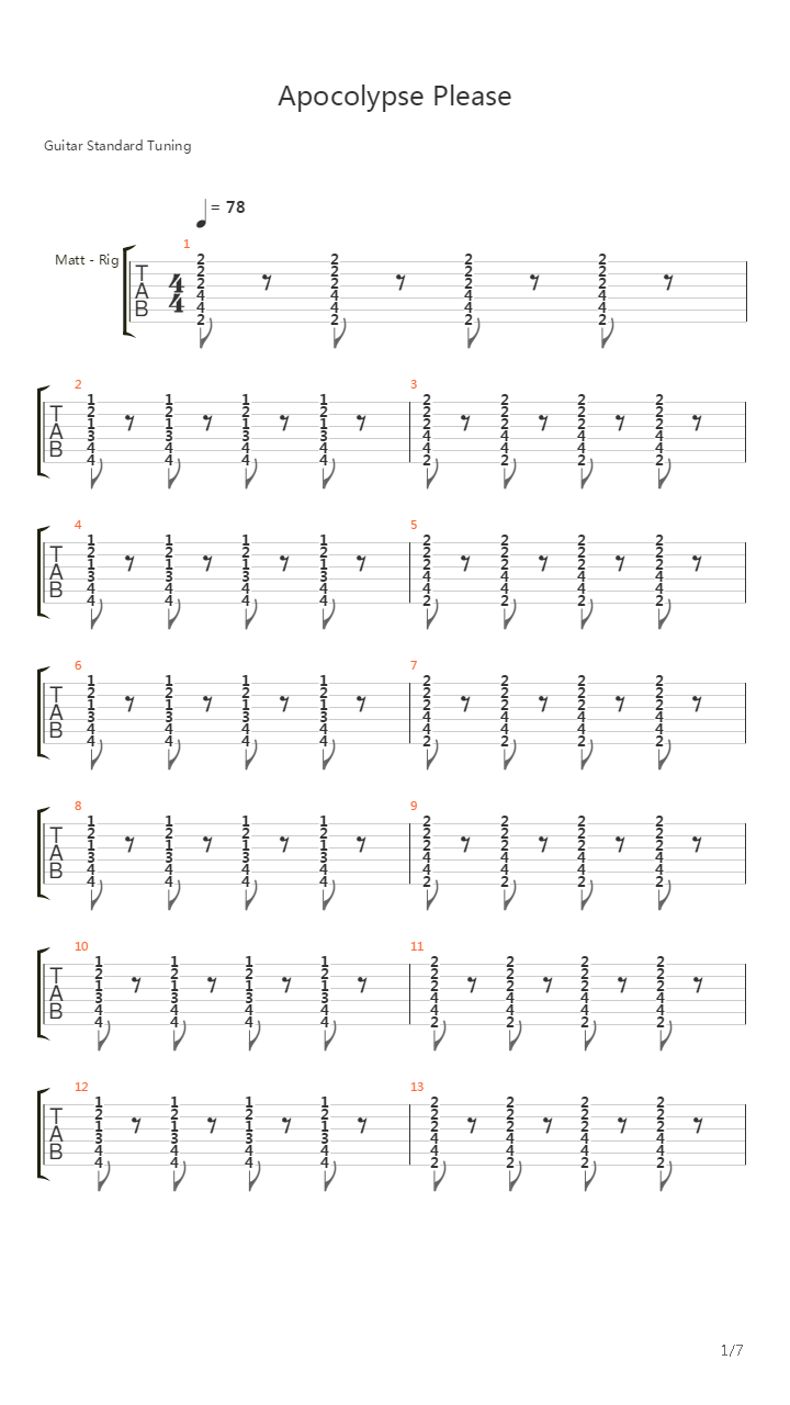 Apocalypse Please吉他谱