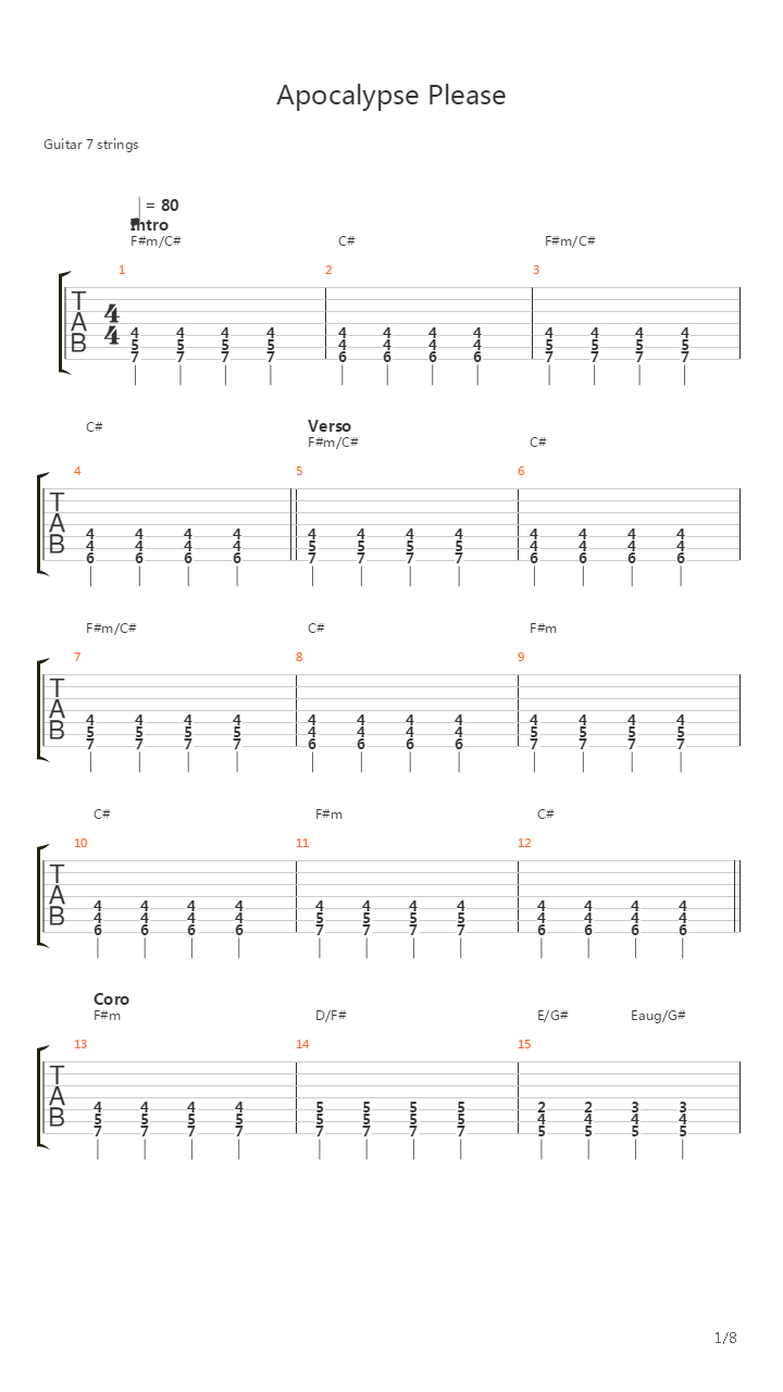 Apocalypse Please吉他谱
