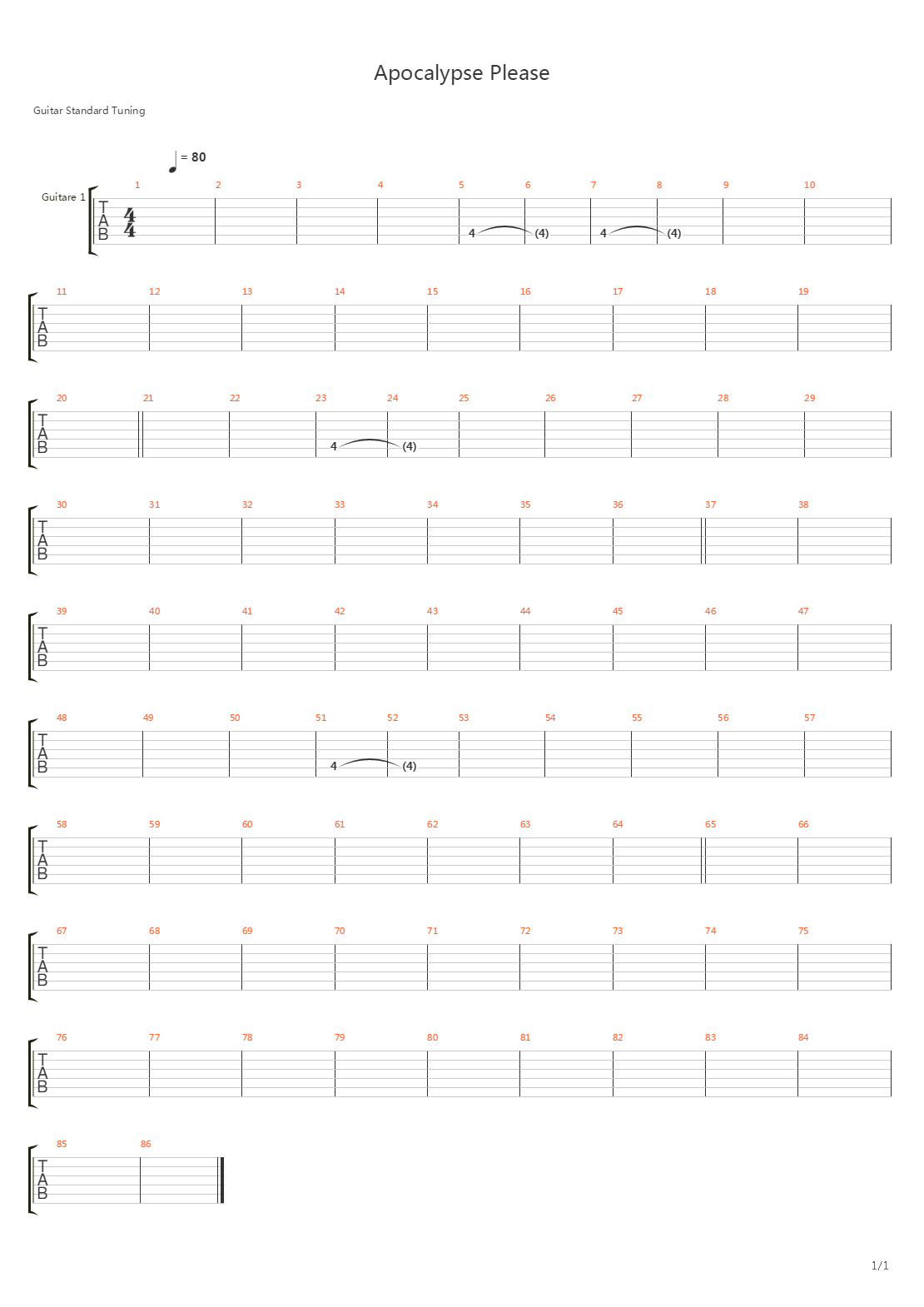 Apocalypse Please吉他谱